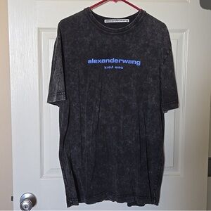 Alexander Wang Black Tee with Blue Logo